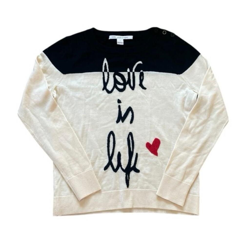 Diane von Furstenberg Love is Life Wool Crewneck Sweater Size S Valentine's Day